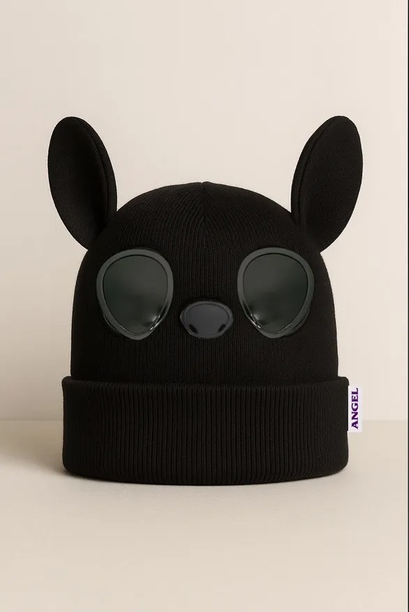 Bonnet noir avec lunettes